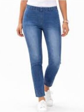 Soft Surroundings Pull-On Straight Leg Jeans Medium Wash Size Large NWT